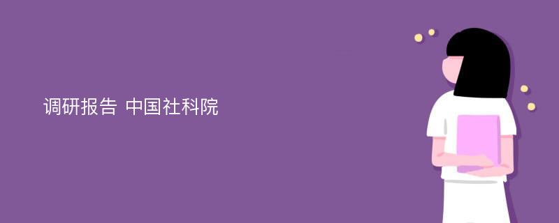 调研报告 中国社科院