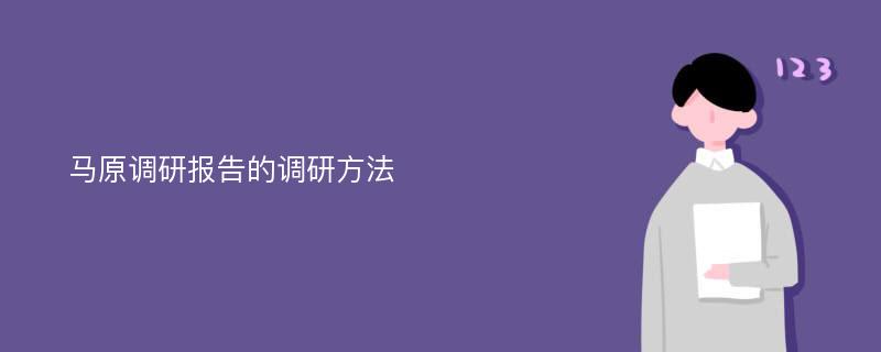 马原调研报告的调研方法